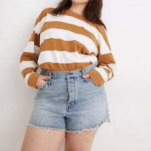 Madewell Relaxed frayed Denim cotton Shorts button fly Cedarcroft Wash Size 32